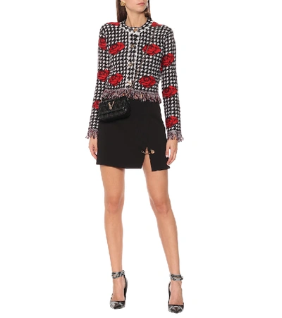 Shop Versace Cropped Wool Jacket In Multicoloured