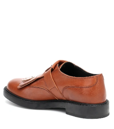 Shop Tod's Fringed Leather Brogues In Brown