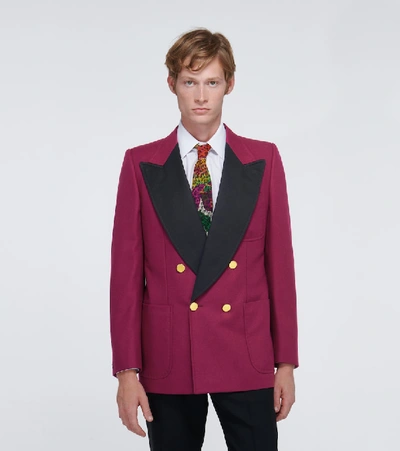 Shop Gucci Double-breasted Tuxedo Blazer In Pink