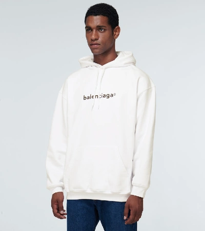 Shop Balenciaga Logo Cotton Sweatshirt In White