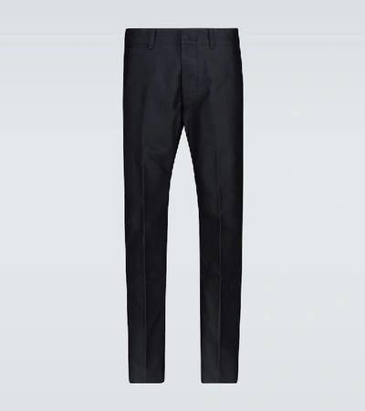 Shop Tom Ford Straight-fit Cotton Pants In Blue