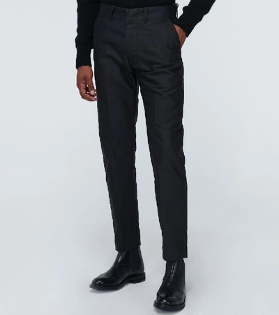 Shop Tom Ford Straight-fit Cotton Pants In Blue