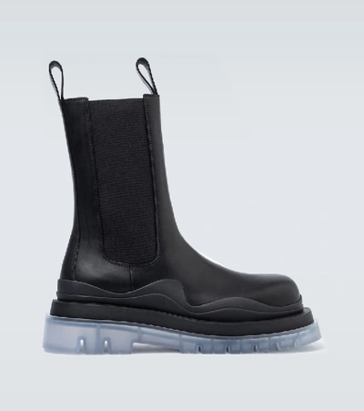 Shop Bottega Veneta Bv Tire Leather Boots In Black