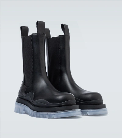 Shop Bottega Veneta Bv Tire Leather Boots In Black