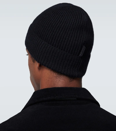 Shop Tom Ford Ribbed Cashmere Hat In Blue