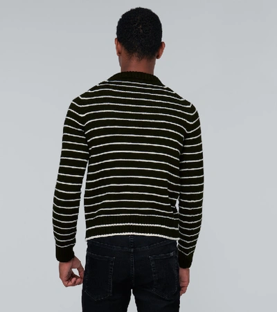 Shop Saint Laurent Striped Wool Sweater In Black