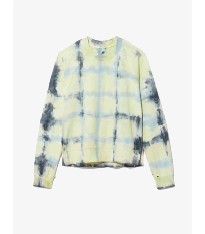 Shop Proenza Schouler White Label Tie Dye Rib Sweatshirt In Lemon/celery/sky Dip Dye/green