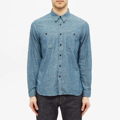Shop Rrl Cameron Chambray Workshirt In Blue