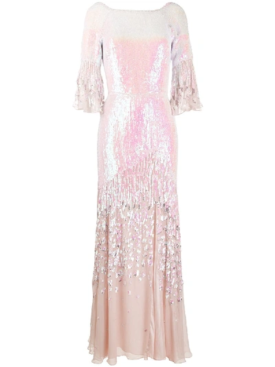 Shop Temperley London Celestial Iridescent Sequin-embellished Gown In Pink
