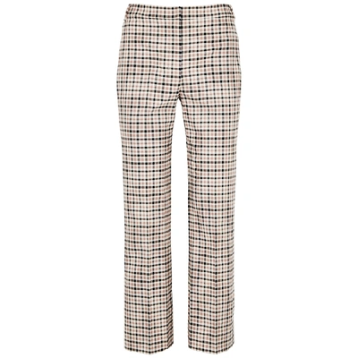 Shop Max Mara Soraga Checked Cotton-blend Trousers In Pink