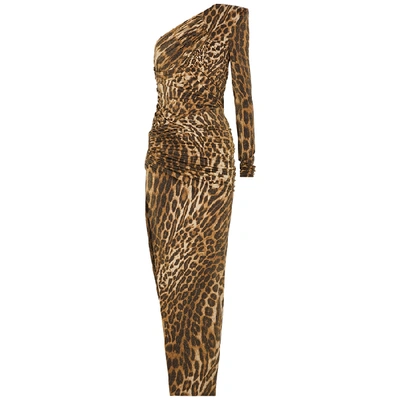 Shop Alexandre Vauthier Leopard-print Metallic Jersey Gown