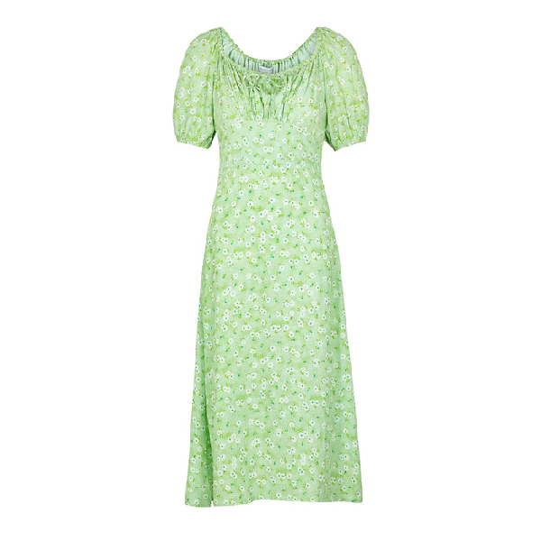 rayon midi dress with sleeves