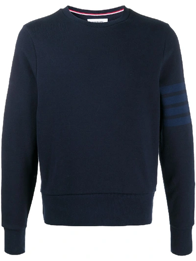 Shop Thom Browne 4-bar Crew-neck Loopback-cotton Sweatshirt In Blue