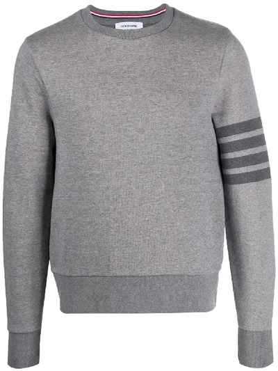 Shop Thom Browne 4-bar Stripe Cotton Sweatshirt In Grey