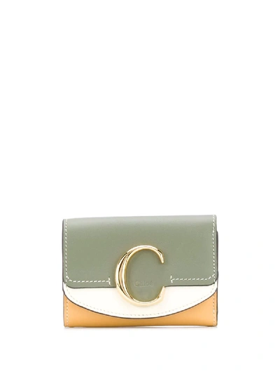 Shop Chloé C Mini Tri-fold Wallet In Green