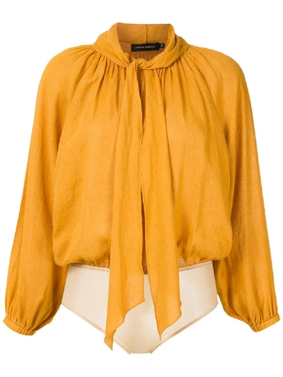 Shop Andrea Marques Raglan Sleeves Bodysuit In Yellow