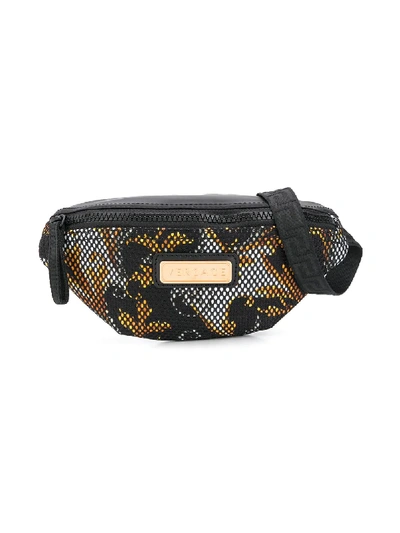 Shop Young Versace Baroque-pattern Print Belt Bag In Black
