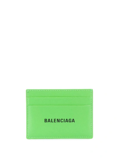 Shop Balenciaga Logo Print Cardholder In Green