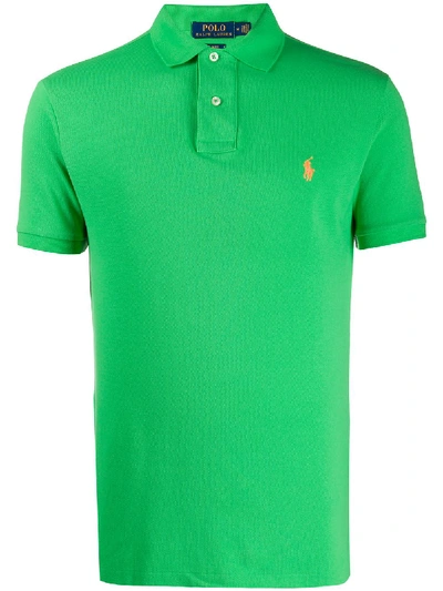 Shop Polo Ralph Lauren Embroidered Logo Polo Shirt In Green