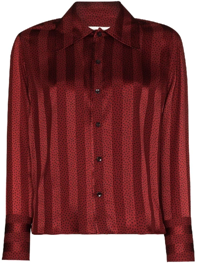 Shop Saint Laurent Brick Stripe-print Shirt In Red