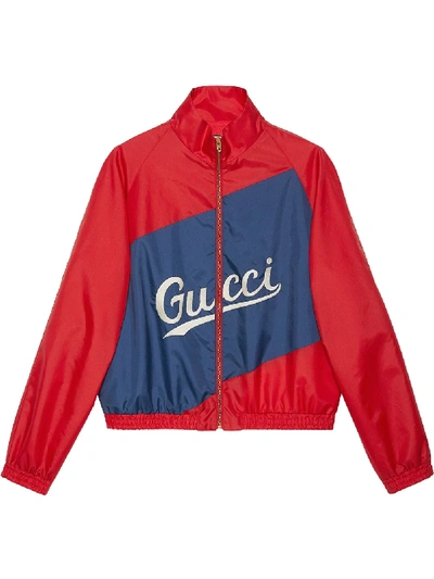 Shop Gucci Script Nylon Jacket In Red