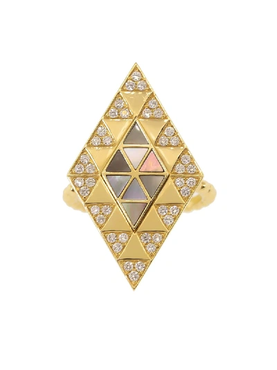 Shop Harwell Godfrey 18kt Yellow Gold Diamond Shield Ring In Ylwgold