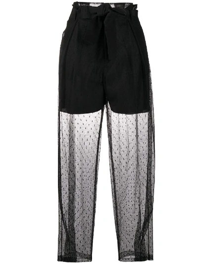 Shop Red Valentino Point D'esprit Tulle Belted Pants In Black