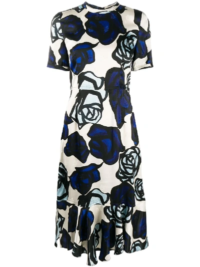 Shop Marni Roma-print Ruffled-hem Dress In Neutrals