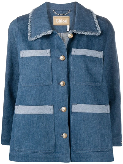 Shop Chloé Denim Shirt Jacket In Blue