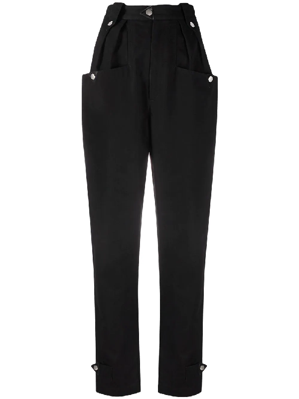 Etoile Isabel Marant High-waisted Tapered Cotton Trousers In Black ...