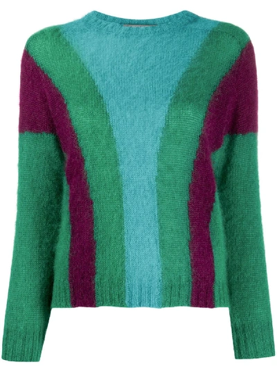 Shop Alberta Ferretti Contrasting-stripe Jumper In Green
