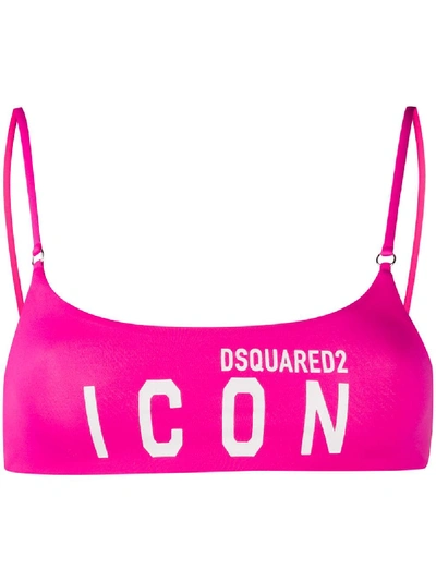 Shop Dsquared2 Logo-print Bikini Top In Pink