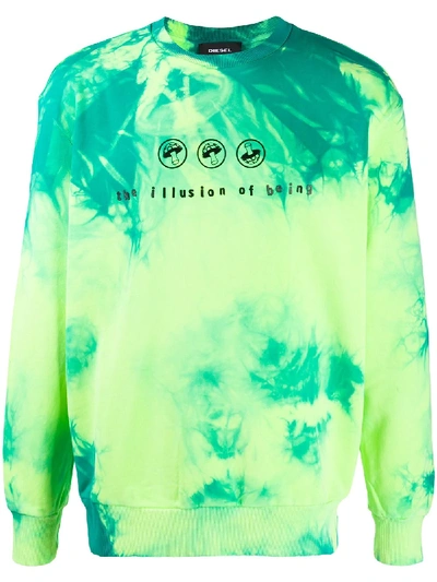 Shop Diesel Tie-dye Print Sweatshirt In Yellow