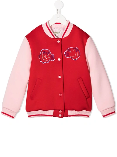 Shop Kenzo Embroidered Bomber Jacket In Red