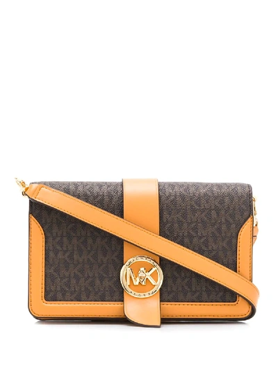 Shop Michael Michael Kors Monogram Logo Crossbody Bag In Brown