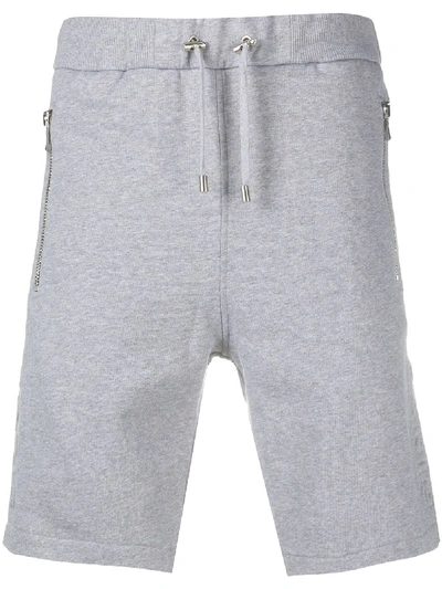 Shop Balmain Logo-tape Track Shorts In Grey