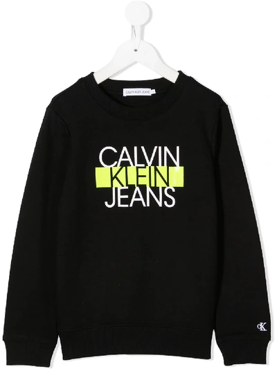 Shop Calvin Klein Logo Print Sweater In Black