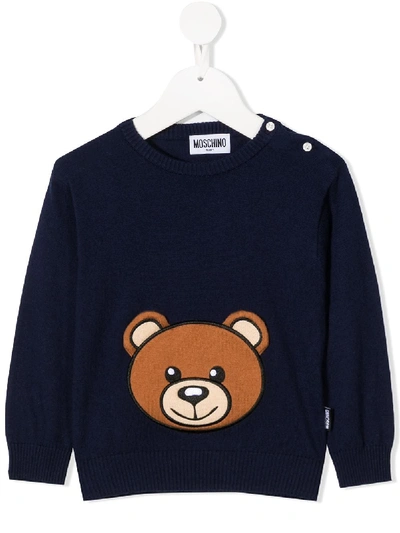 Shop Moschino Bear Motif Jumper In Blue