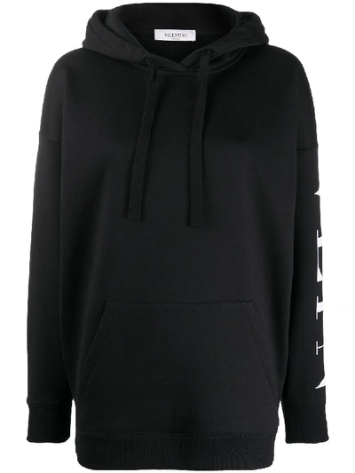 Shop Valentino Vltn Relaxed-fit Hoodie In Black
