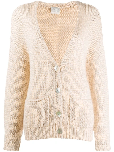 Shop Forte Forte Chunky Knit V-neck Cardigan In Neutrals