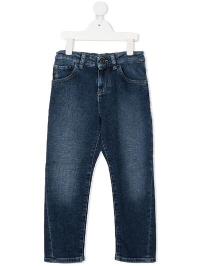 Shop Emporio Armani Stonewashed Straight-leg Jeans In Blue