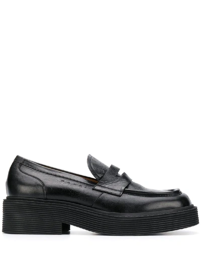 Shop Marni Square Toe Loafers In Black