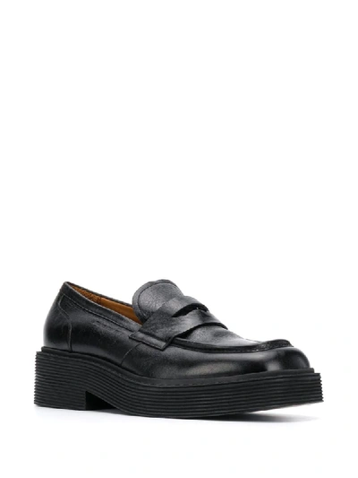 Shop Marni Square Toe Loafers In Black
