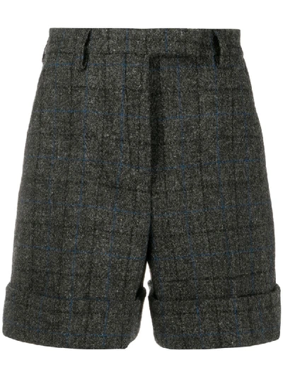 Shop Thom Browne Check High Waisted Shorts In Grey