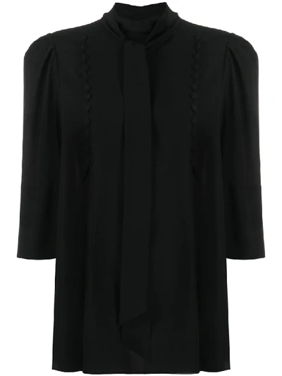 Shop Givenchy Decorative Button Silk Blouse In Black