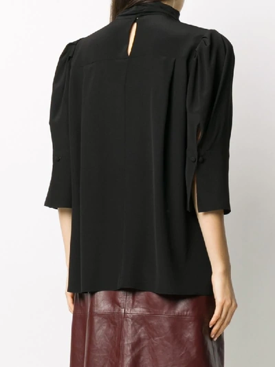 Shop Givenchy Decorative Button Silk Blouse In Black