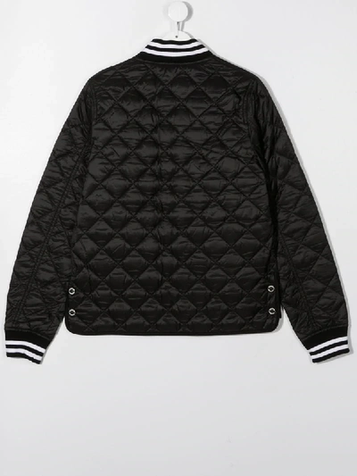 Shop Burberry Teen Diamond-quilt Bomber Jacket In Black