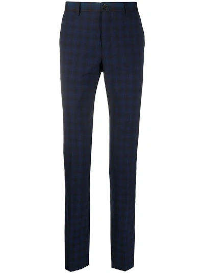Shop Ps By Paul Smith Checked Tailored Trousers In Blue