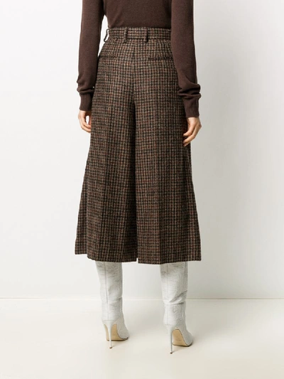 Shop Dolce & Gabbana Houndstooth Wide-leg Trousers In Brown