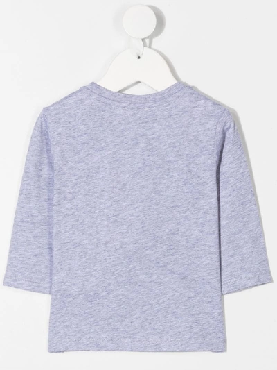 Shop Kenzo Logo Print Long Sleeve T-shirt In Grey